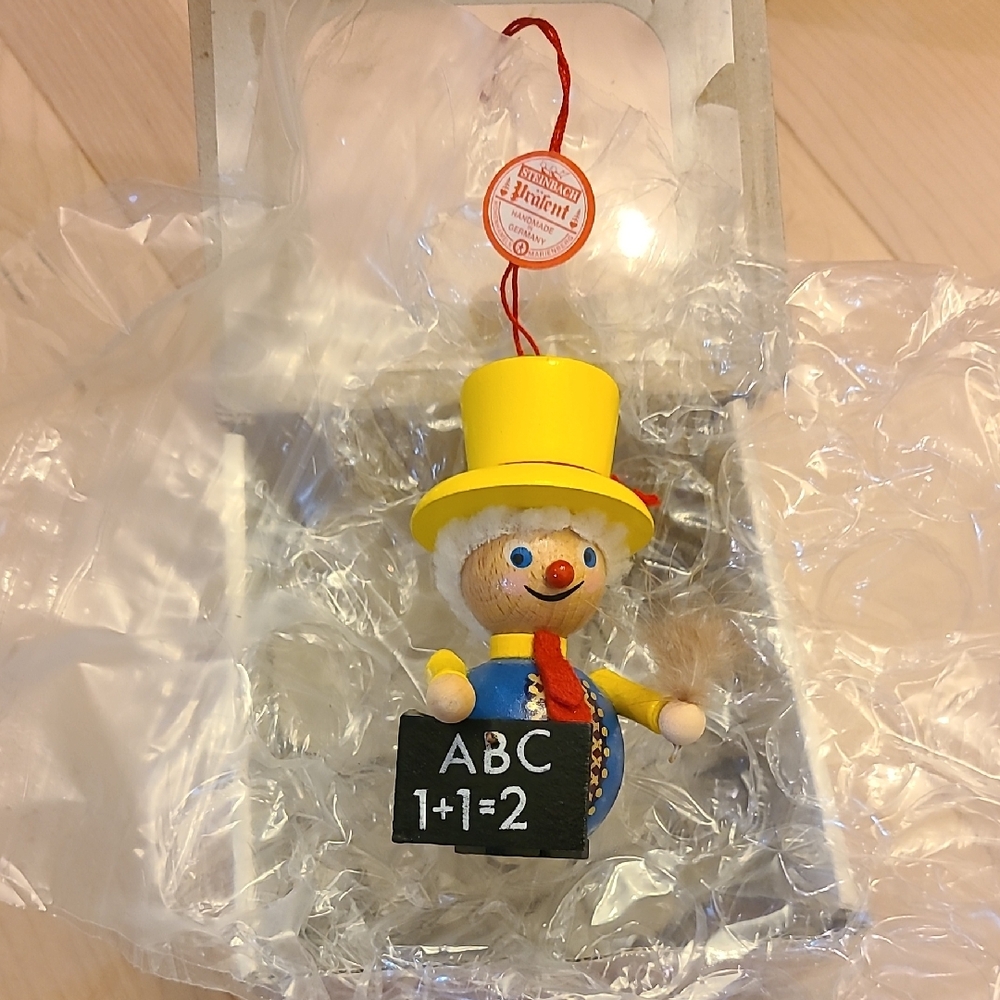 Charming Wooden Clown Toy with Yellow Hat